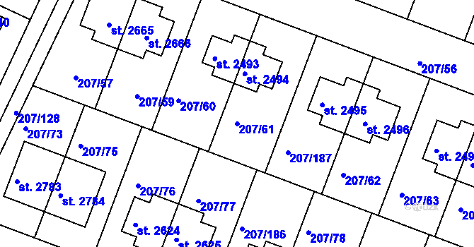 Parcela st. 207/61 v KÚ Nové Strašecí, Katastrální mapa