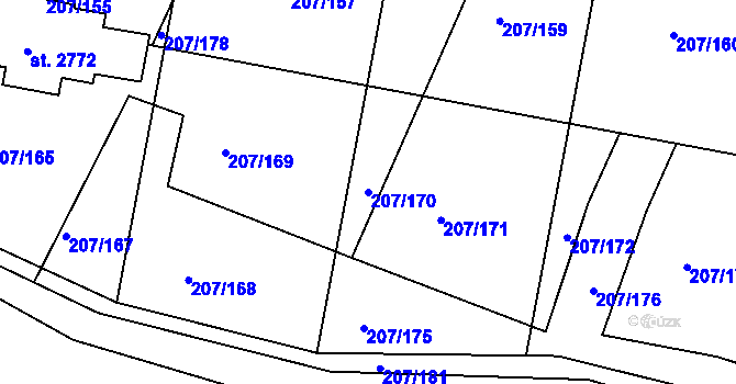 Parcela st. 207/170 v KÚ Nové Strašecí, Katastrální mapa