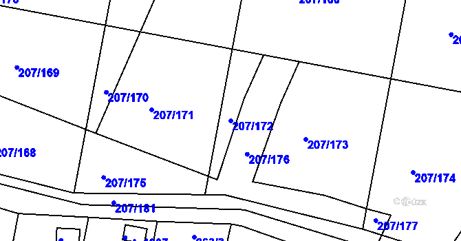 Parcela st. 207/172 v KÚ Nové Strašecí, Katastrální mapa