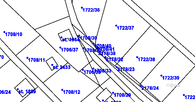 Parcela st. 2178/38 v KÚ Nové Strašecí, Katastrální mapa