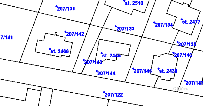 Parcela st. 2445 v KÚ Nové Strašecí, Katastrální mapa