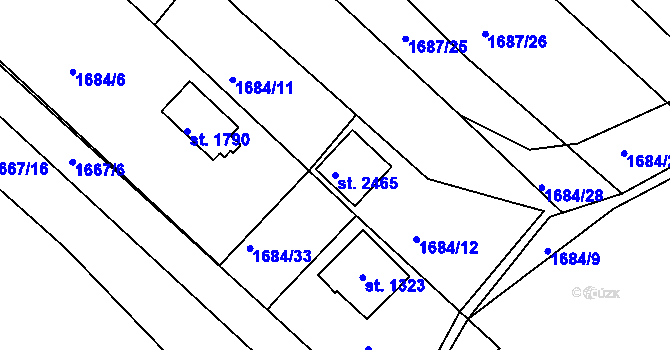 Parcela st. 2465 v KÚ Nové Strašecí, Katastrální mapa