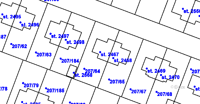 Parcela st. 2467 v KÚ Nové Strašecí, Katastrální mapa