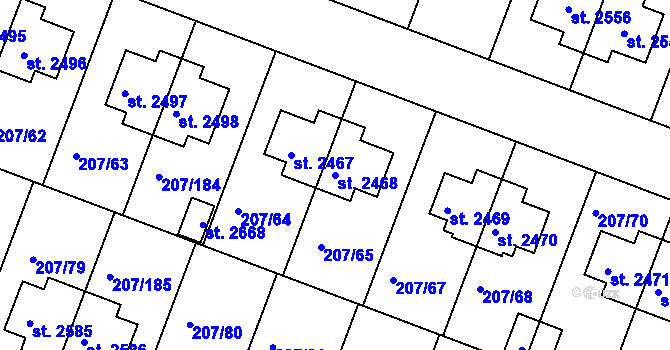 Parcela st. 2468 v KÚ Nové Strašecí, Katastrální mapa