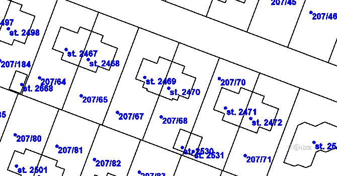 Parcela st. 2470 v KÚ Nové Strašecí, Katastrální mapa