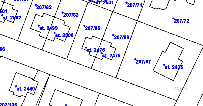 Parcela st. 2476 v KÚ Nové Strašecí, Katastrální mapa