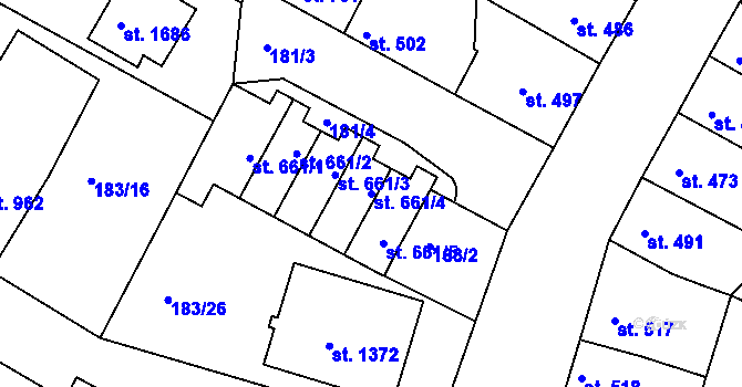 Parcela st. 661/4 v KÚ Nové Strašecí, Katastrální mapa