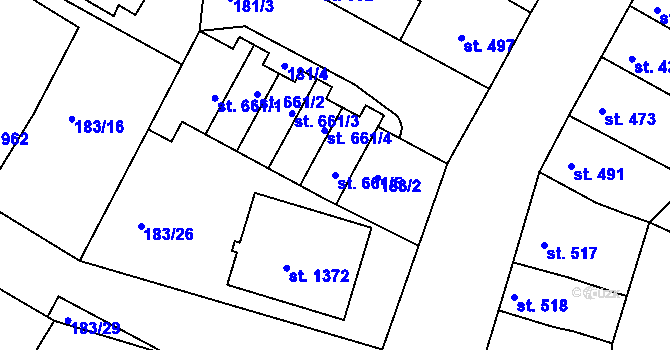Parcela st. 661/5 v KÚ Nové Strašecí, Katastrální mapa