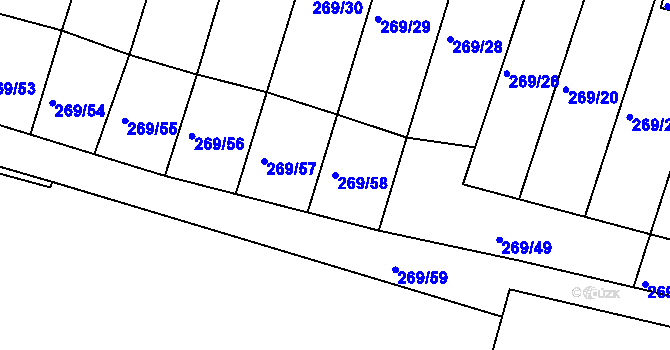 Parcela st. 269/58 v KÚ Nové Strašecí, Katastrální mapa