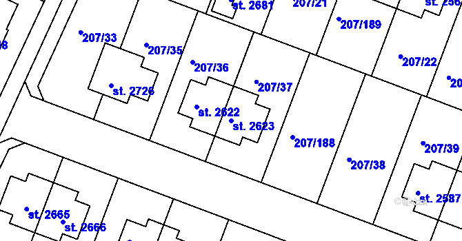 Parcela st. 2623 v KÚ Nové Strašecí, Katastrální mapa