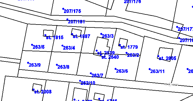 Parcela st. 2539 v KÚ Nové Strašecí, Katastrální mapa
