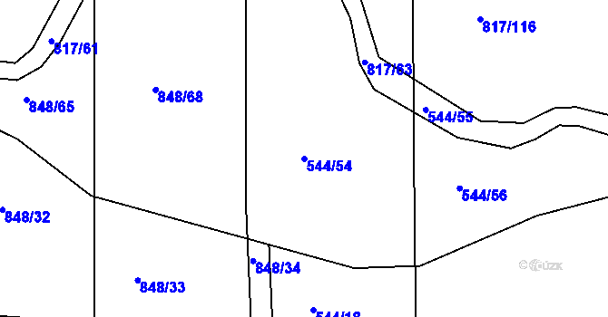 Parcela st. 544/54 v KÚ Nové Strašecí, Katastrální mapa