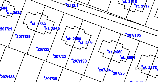 Parcela st. 2581 v KÚ Nové Strašecí, Katastrální mapa