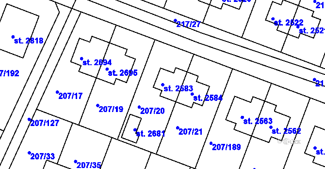 Parcela st. 2583 v KÚ Nové Strašecí, Katastrální mapa