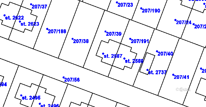 Parcela st. 2587 v KÚ Nové Strašecí, Katastrální mapa