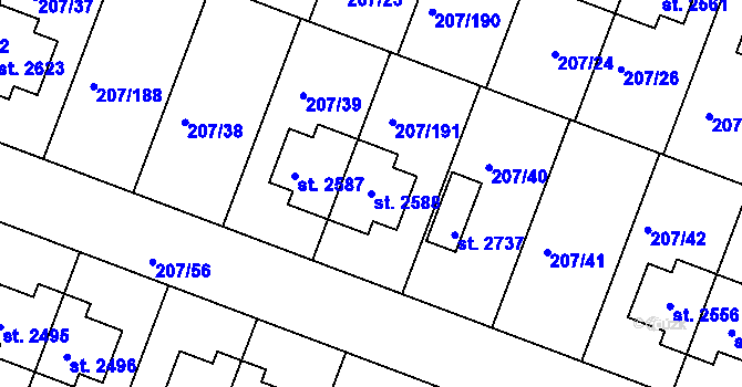 Parcela st. 2588 v KÚ Nové Strašecí, Katastrální mapa