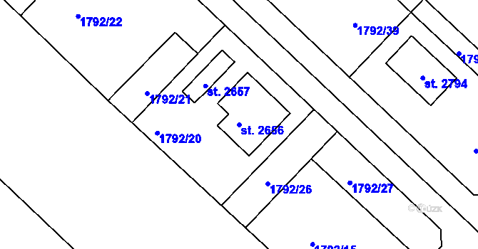 Parcela st. 2656 v KÚ Nové Strašecí, Katastrální mapa