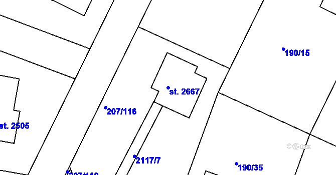 Parcela st. 2667 v KÚ Nové Strašecí, Katastrální mapa