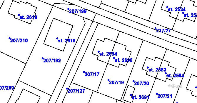 Parcela st. 2694 v KÚ Nové Strašecí, Katastrální mapa