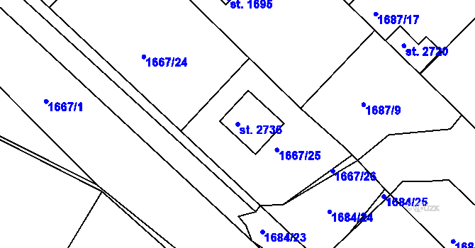 Parcela st. 2736 v KÚ Nové Strašecí, Katastrální mapa