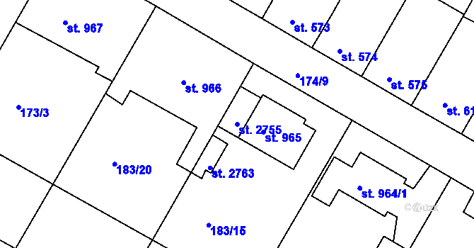 Parcela st. 2755 v KÚ Nové Strašecí, Katastrální mapa