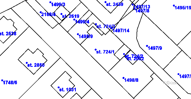 Parcela st. 724/1 v KÚ Nové Strašecí, Katastrální mapa