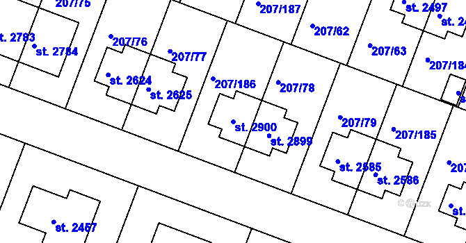 Parcela st. 2900 v KÚ Nové Strašecí, Katastrální mapa