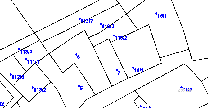 Parcela st. 7 v KÚ Krnčice, Katastrální mapa