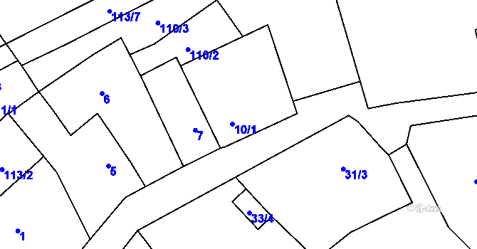 Parcela st. 10/2 v KÚ Krnčice, Katastrální mapa