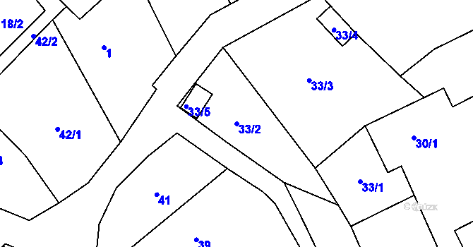Parcela st. 33/2 v KÚ Krnčice, Katastrální mapa
