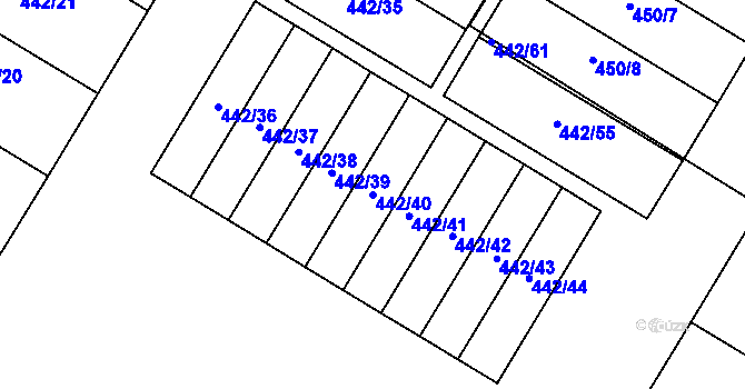 Parcela st. 442/40 v KÚ Krnčice, Katastrální mapa