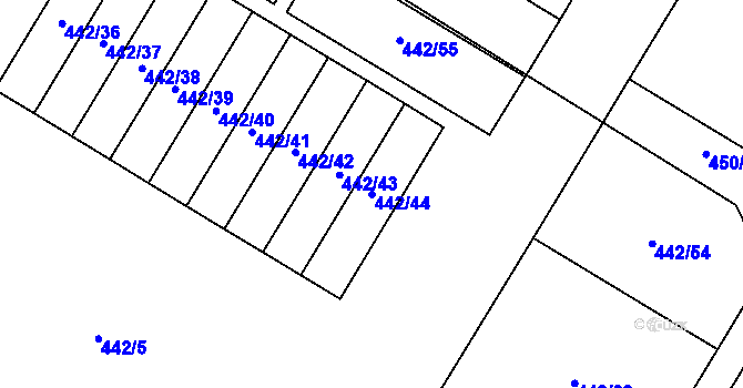 Parcela st. 442/44 v KÚ Krnčice, Katastrální mapa