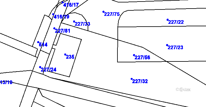 Parcela st. 227/77 v KÚ Láz u Nových Syrovic, Katastrální mapa