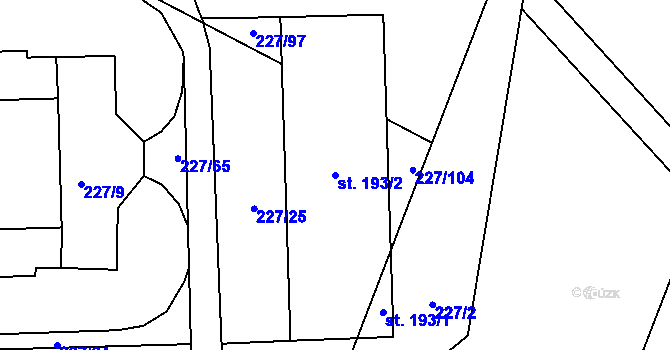Parcela st. 193/2 v KÚ Láz u Nových Syrovic, Katastrální mapa