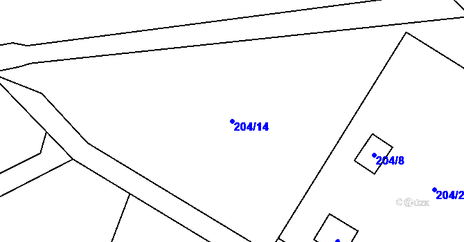 Parcela st. 204/14 v KÚ Láz u Nových Syrovic, Katastrální mapa