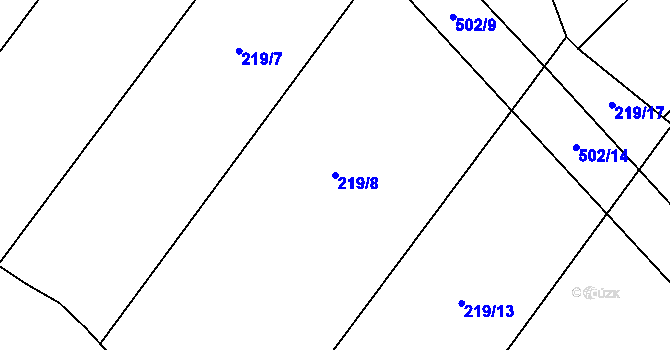 Parcela st. 219/8 v KÚ Láz u Nových Syrovic, Katastrální mapa