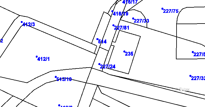 Parcela st. 227/78 v KÚ Láz u Nových Syrovic, Katastrální mapa