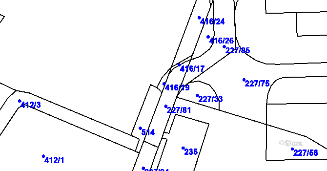 Parcela st. 227/84 v KÚ Láz u Nových Syrovic, Katastrální mapa