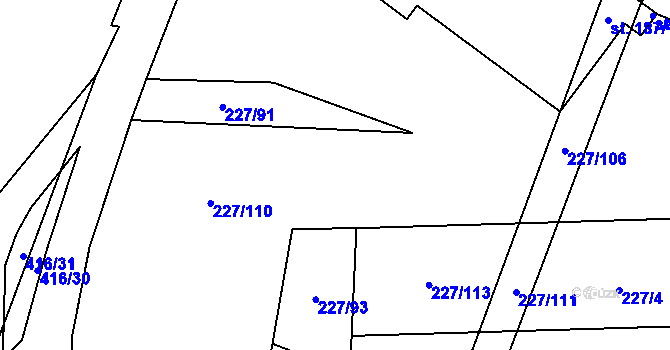 Parcela st. 227/108 v KÚ Láz u Nových Syrovic, Katastrální mapa