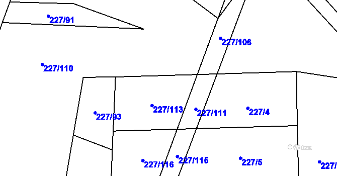 Parcela st. 227/112 v KÚ Láz u Nových Syrovic, Katastrální mapa