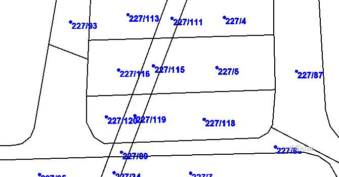 Parcela st. 227/114 v KÚ Láz u Nových Syrovic, Katastrální mapa