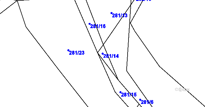 Parcela st. 281/14 v KÚ Láz u Nových Syrovic, Katastrální mapa