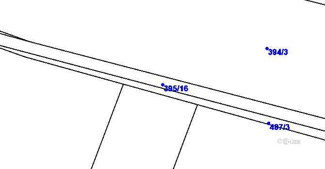 Parcela st. 395/16 v KÚ Láz u Nových Syrovic, Katastrální mapa