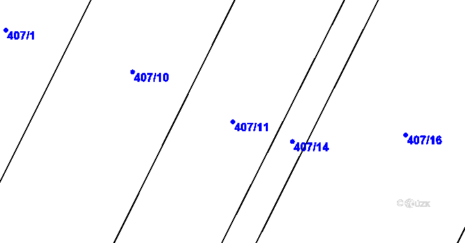 Parcela st. 407/11 v KÚ Láz u Nových Syrovic, Katastrální mapa