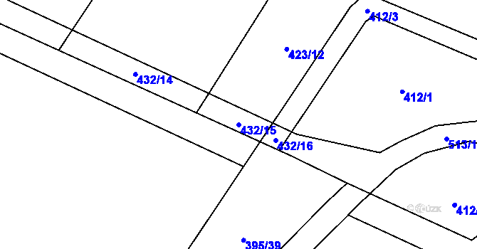Parcela st. 432/15 v KÚ Láz u Nových Syrovic, Katastrální mapa