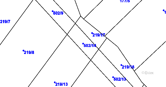 Parcela st. 502/14 v KÚ Láz u Nových Syrovic, Katastrální mapa