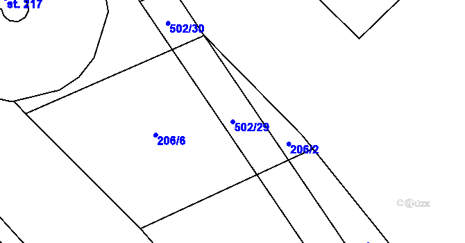 Parcela st. 502/29 v KÚ Láz u Nových Syrovic, Katastrální mapa