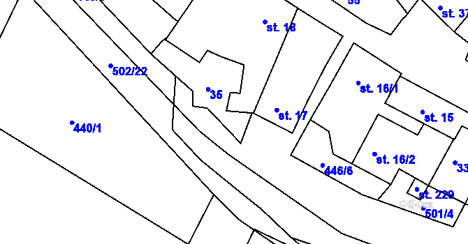 Parcela st. 446/7 v KÚ Láz u Nových Syrovic, Katastrální mapa