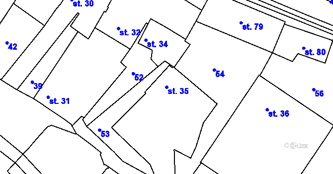 Parcela st. 35 v KÚ Láz u Nových Syrovic, Katastrální mapa