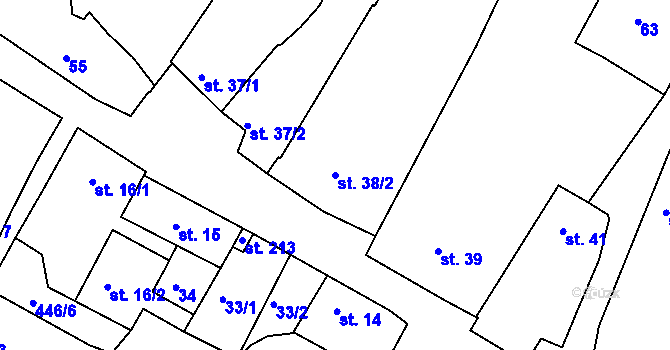 Parcela st. 38/2 v KÚ Láz u Nových Syrovic, Katastrální mapa